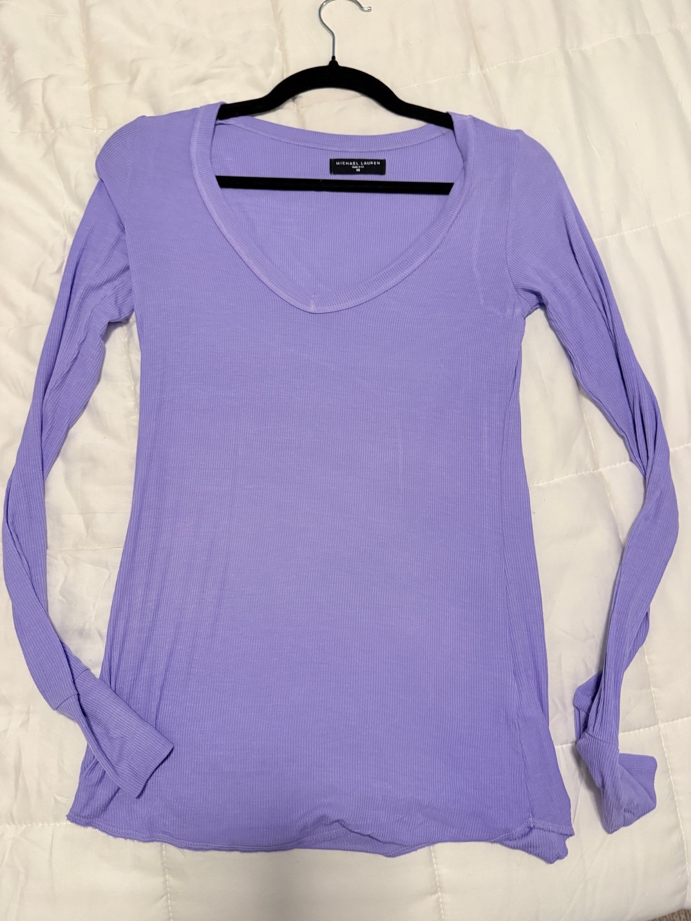 Michael Lauren Lilac Long-Sleeve Scoop Neck Top